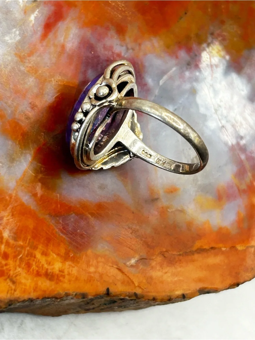 Sterling Silver Ring with Purple Turquoise - size 8